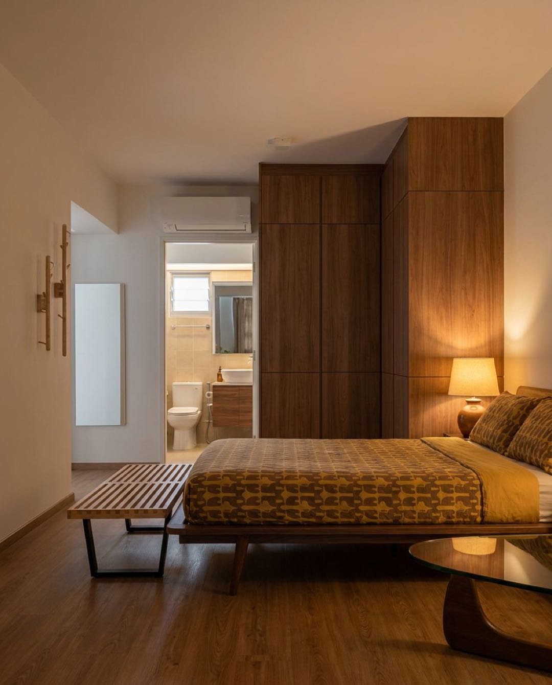 Mid-Century Modern bedroom in a Singapore HDB flat