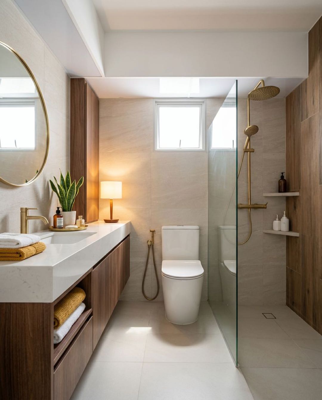 Mid-Century Modern bathroom in a Singapore HDB flat