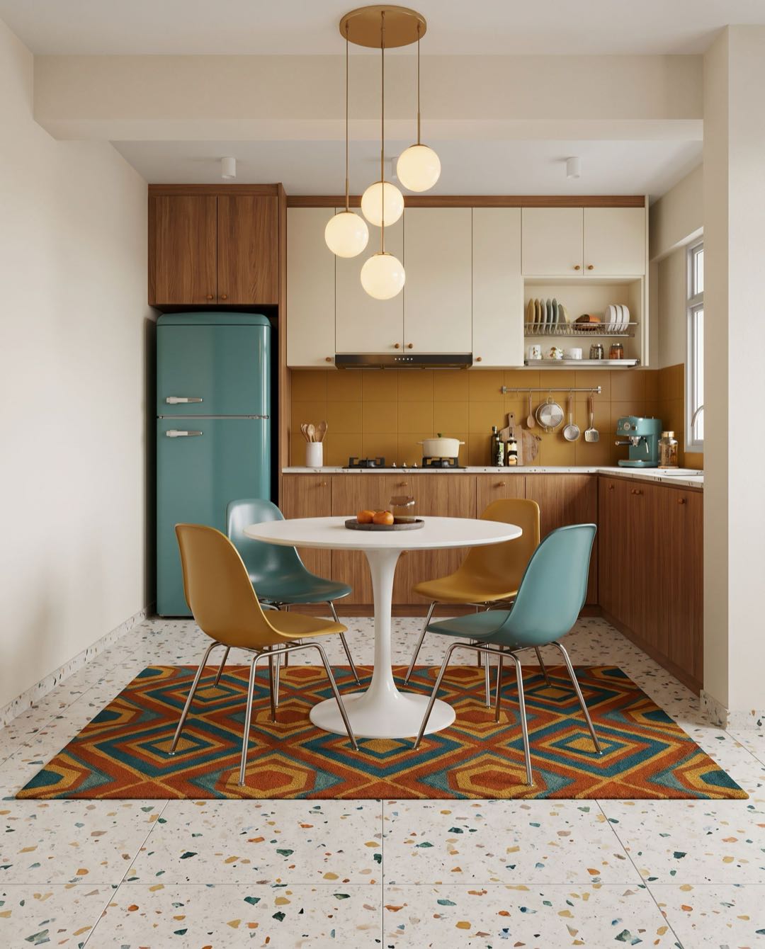 Retro Vintage dining area in a Singapore HDB flat