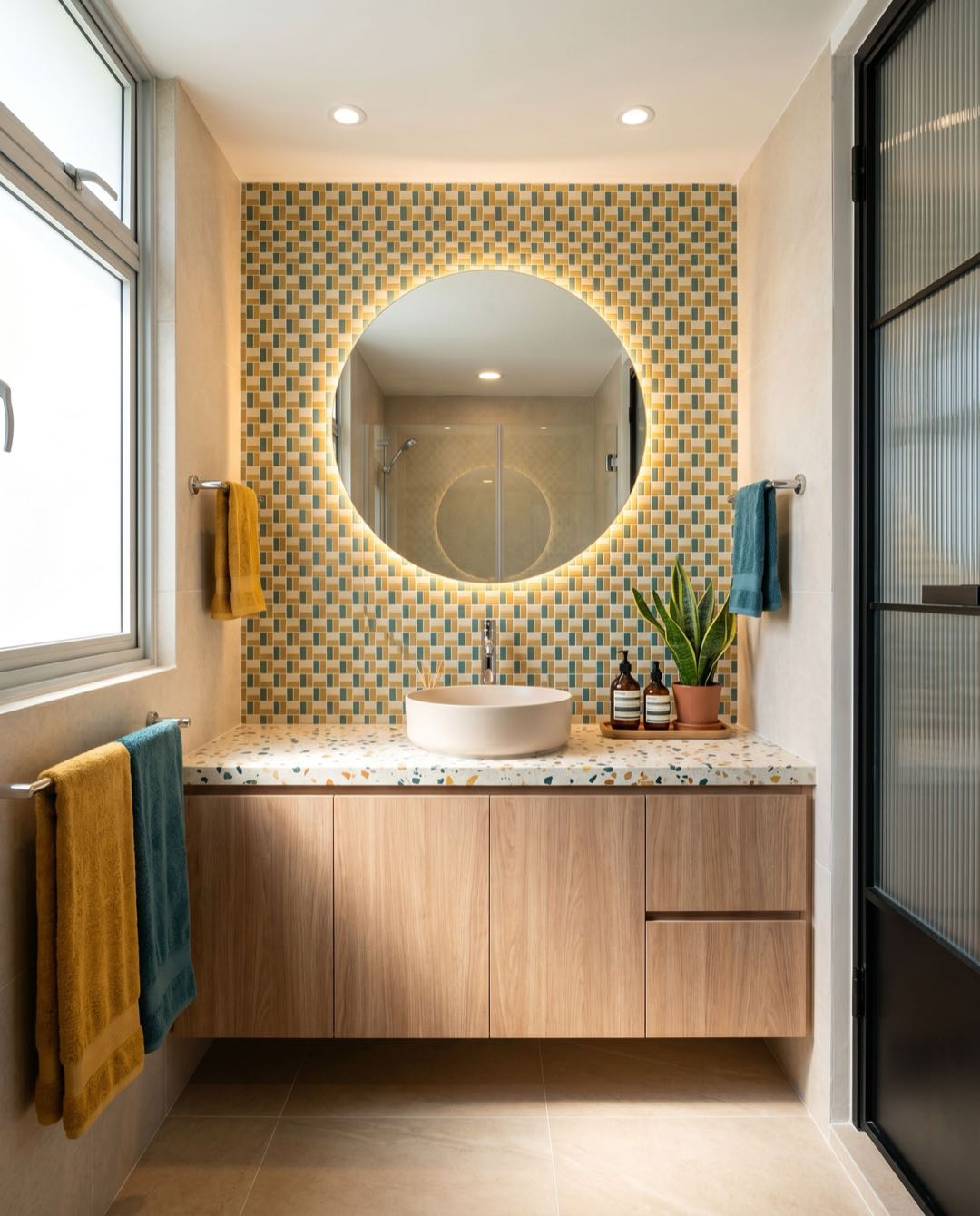 Retro Vintage bathroom in a Singapore HDB flat