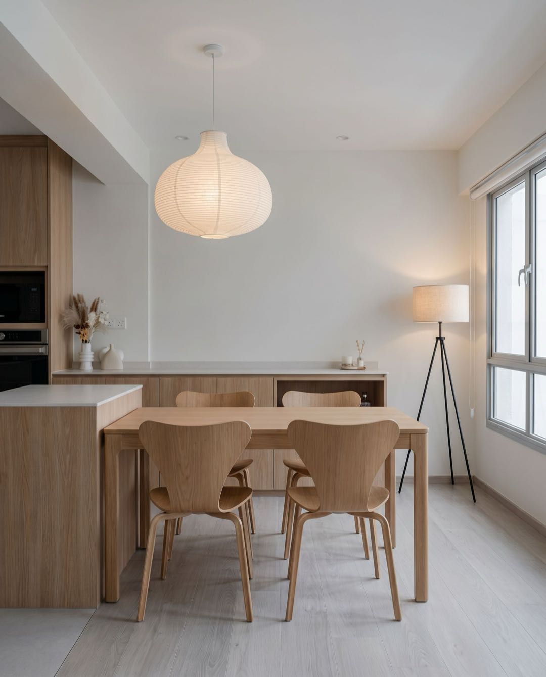 Scandi Minimalist dining area in a Singapore HDB flat