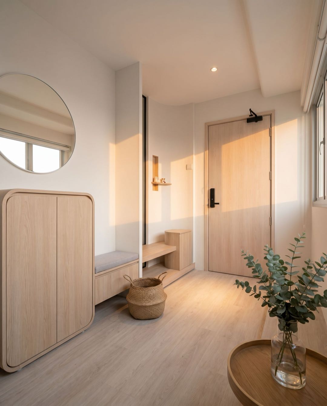Scandi Minimalist entryway in a Singapore HDB flat