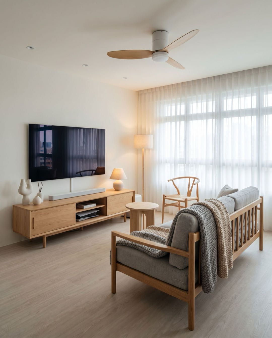Scandi Minimalist living room in a Singapore HDB flat