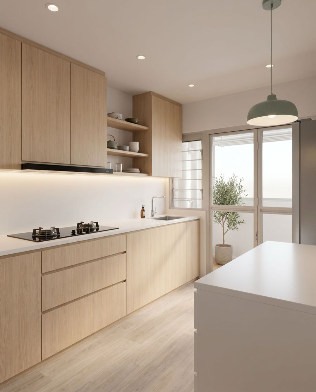 Scandi Minimalist kitchen in a Singapore HDB flat