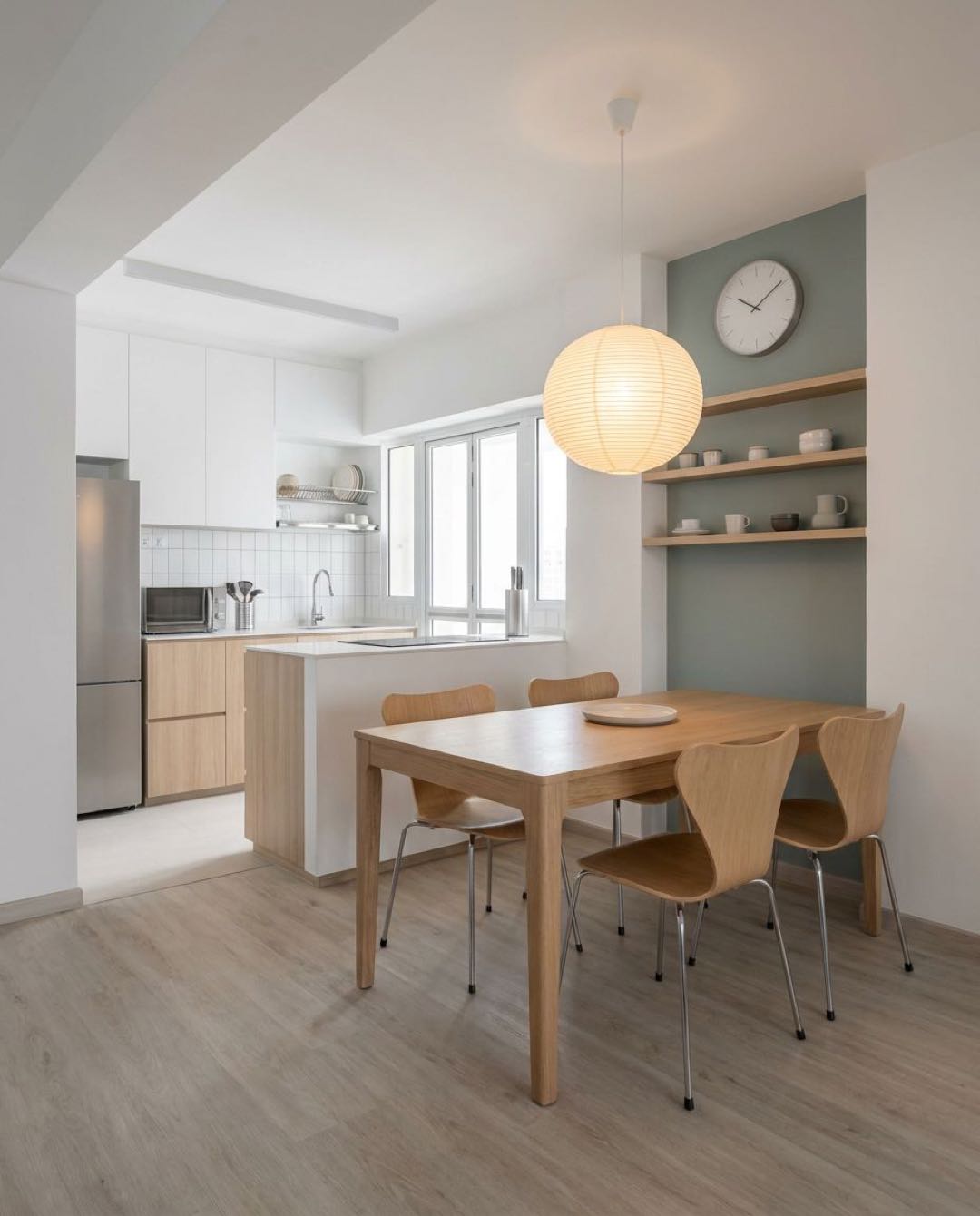 Scandi Minimalist dining area in a Singapore HDB flat
