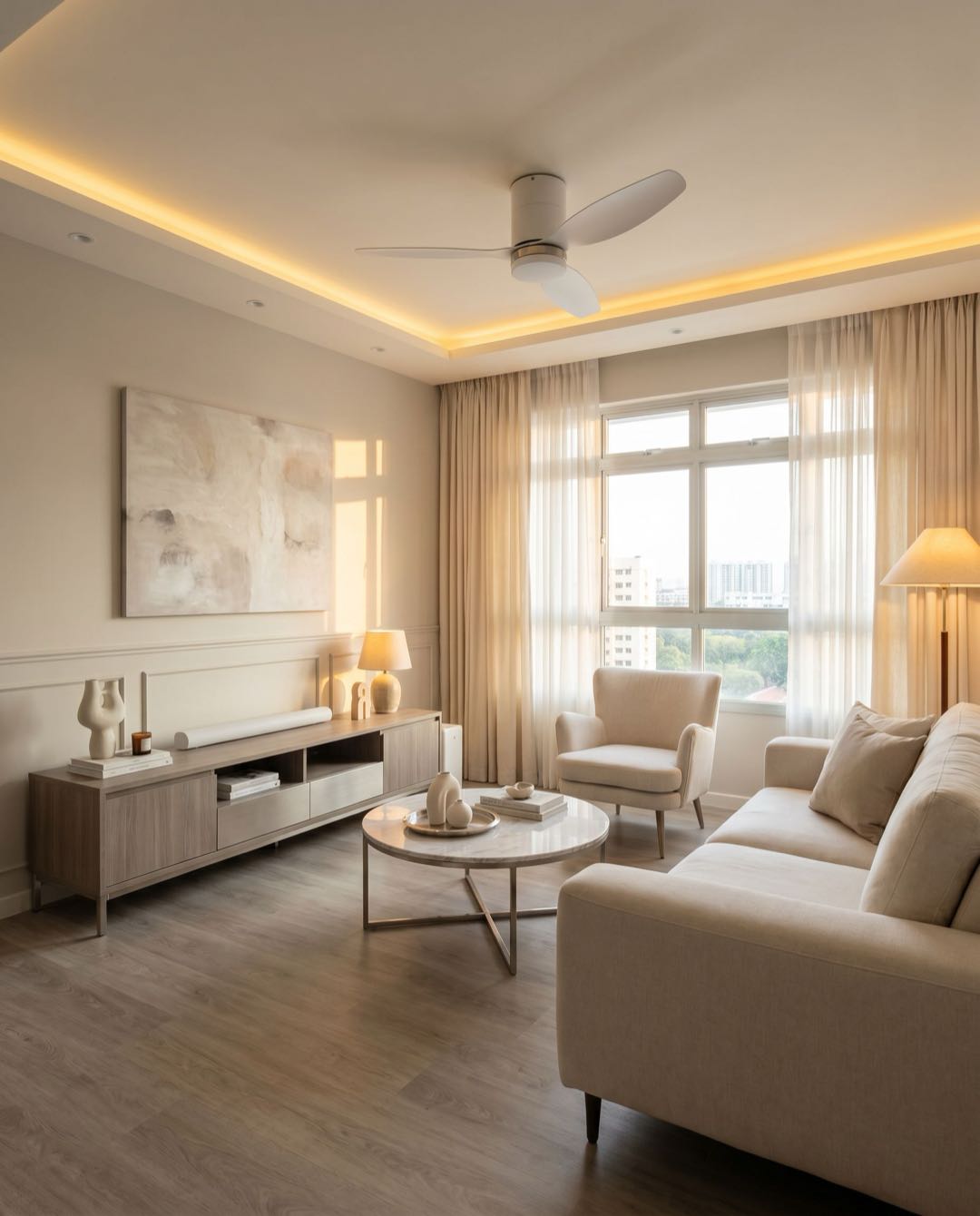 Transitional living room in a Singapore HDB flat