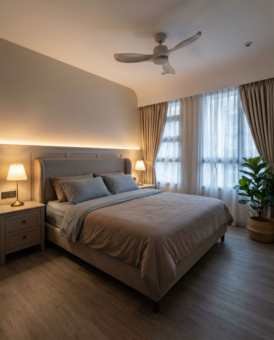Transitional bedroom in a Singapore HDB flat