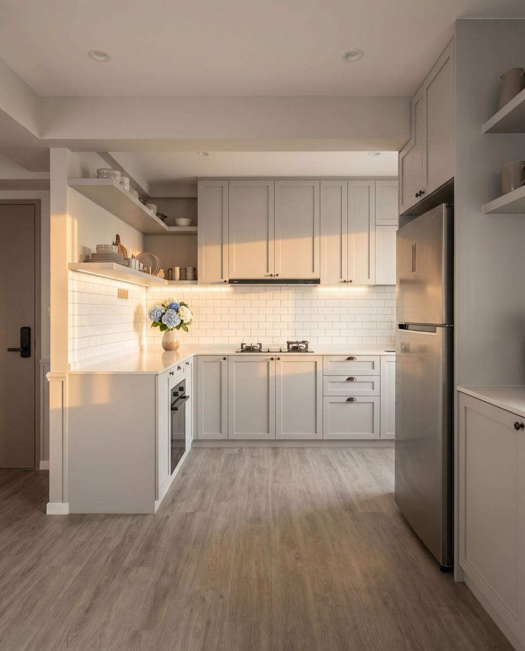 Transitional kitchen in a Singapore HDB flat