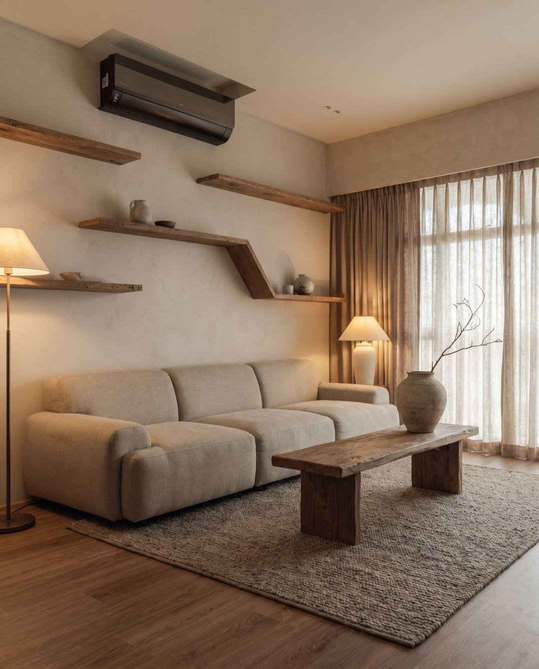 Wabi-Sabi living room in a Singapore HDB flat