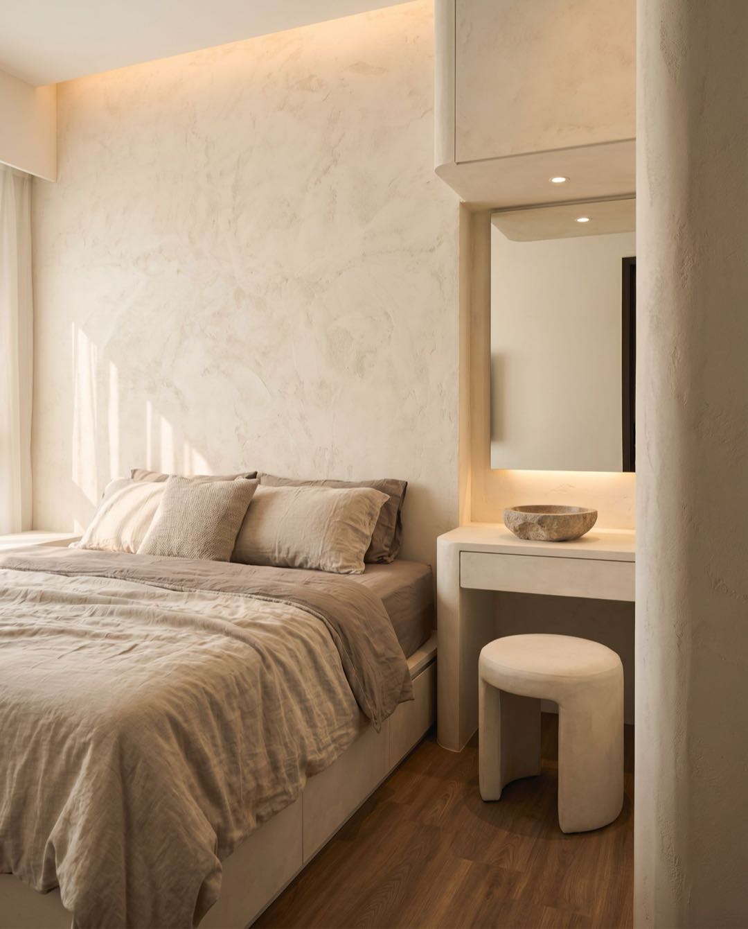Wabi-Sabi bedroom in a Singapore HDB flat