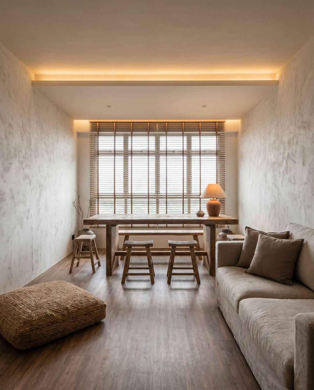 Wabi-Sabi dining area in a Singapore HDB flat