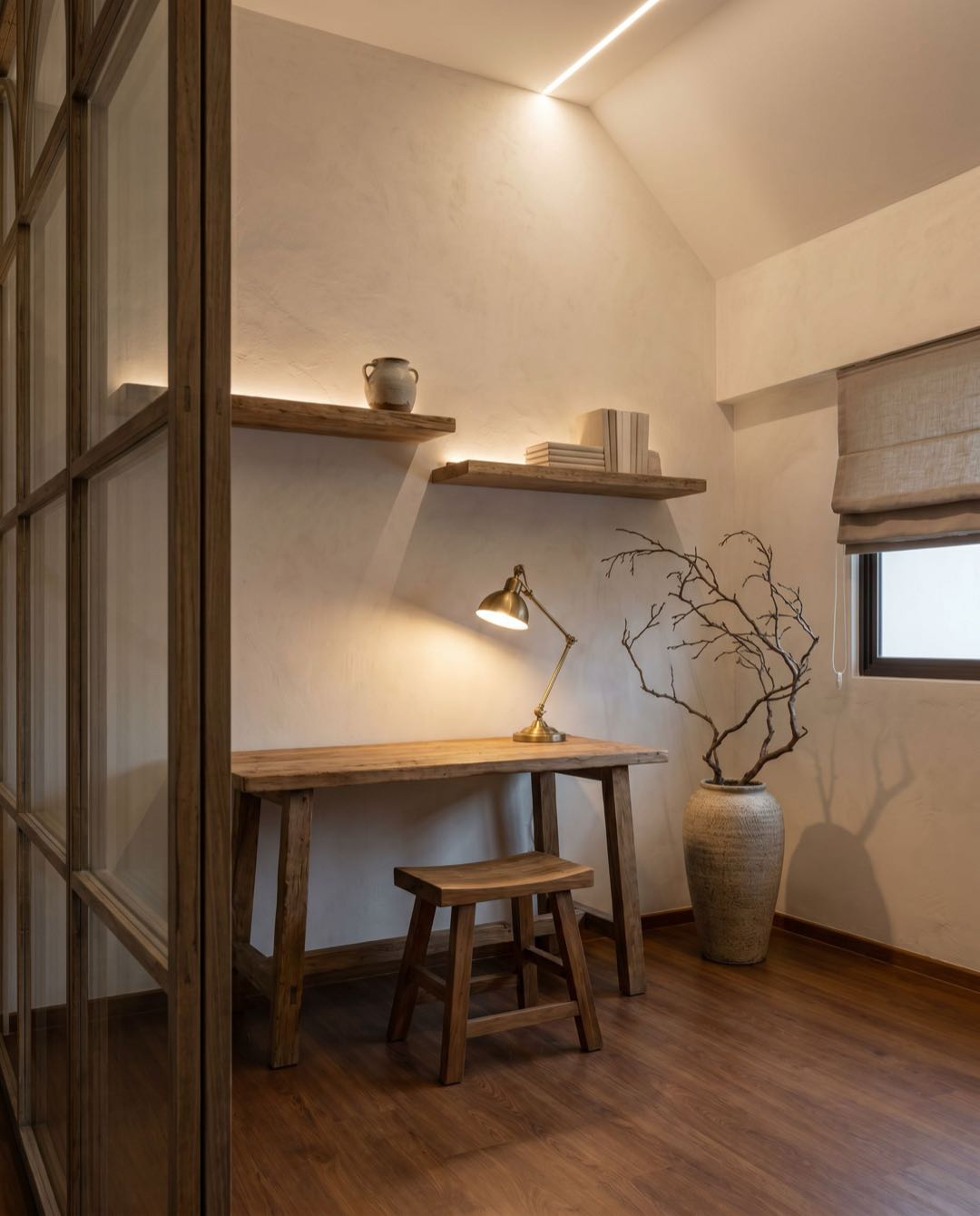 Wabi-Sabi study & home office in a Singapore HDB flat