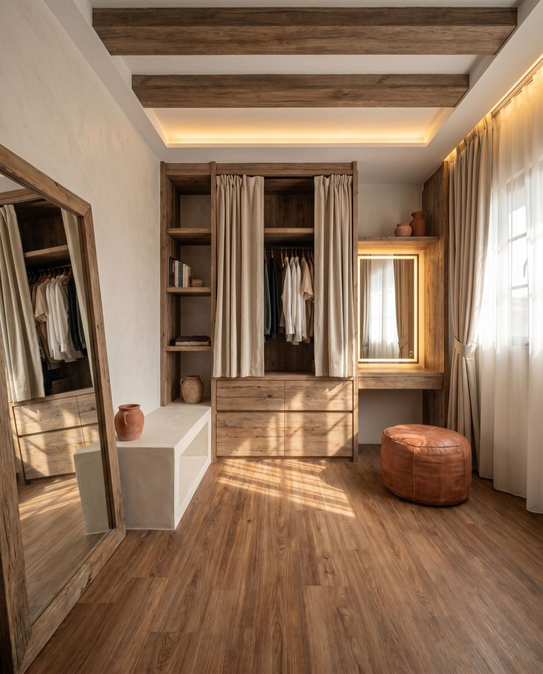 Wabi-Sabi walk-in wardrobe in a Singapore HDB flat
