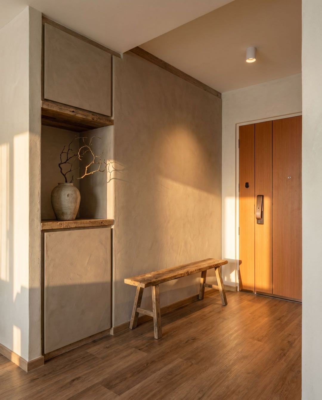 Wabi-Sabi entryway in a Singapore HDB flat