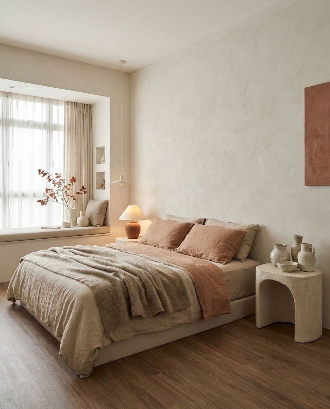 Wabi-Sabi bedroom in a Singapore HDB flat