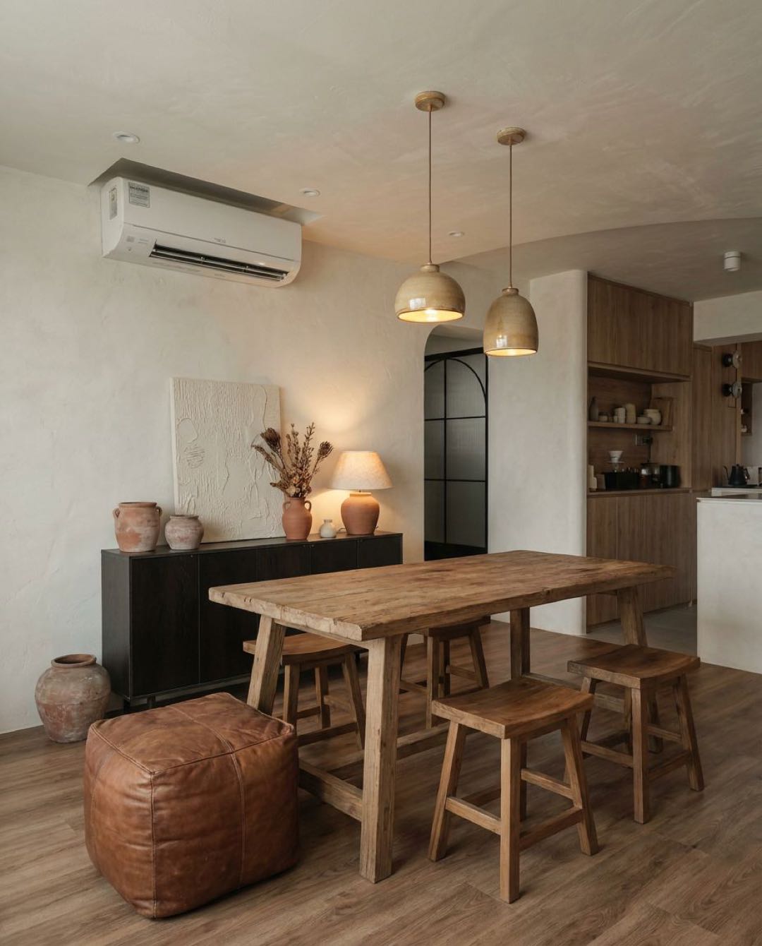 Wabi-Sabi dining area in a Singapore HDB flat